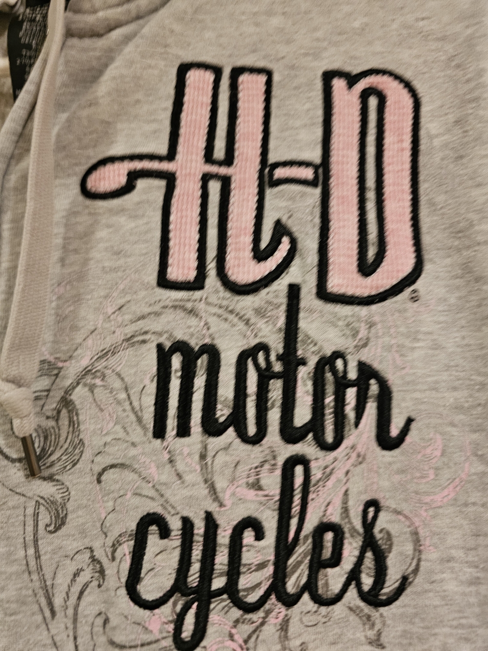 Harley-Davidson 2X 2W Hoodie Zip Up Grey Pink Plus Womens Motorcyles *Hole* - Picture 3 of 16